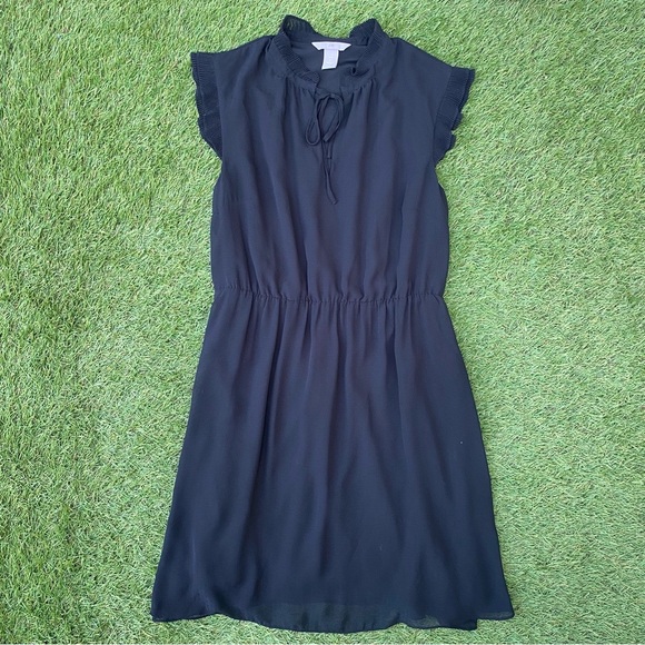 H&M LITTLE BLACK DRESS WITH RUFFLE SLEEVES SIZE 8 - Picture 1 of 6